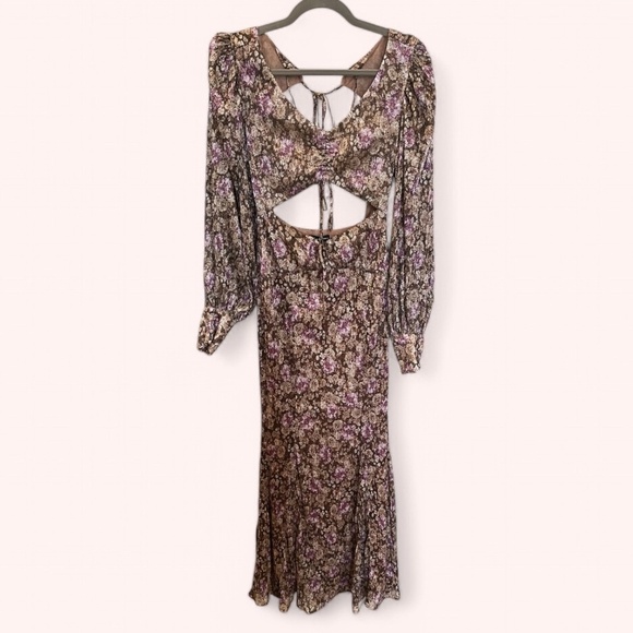 For Love And Lemons Dresses & Skirts - NWT For Love and Lemons Floral Shimmer Wynne Maxi Dress Cut Out Open Back Size S